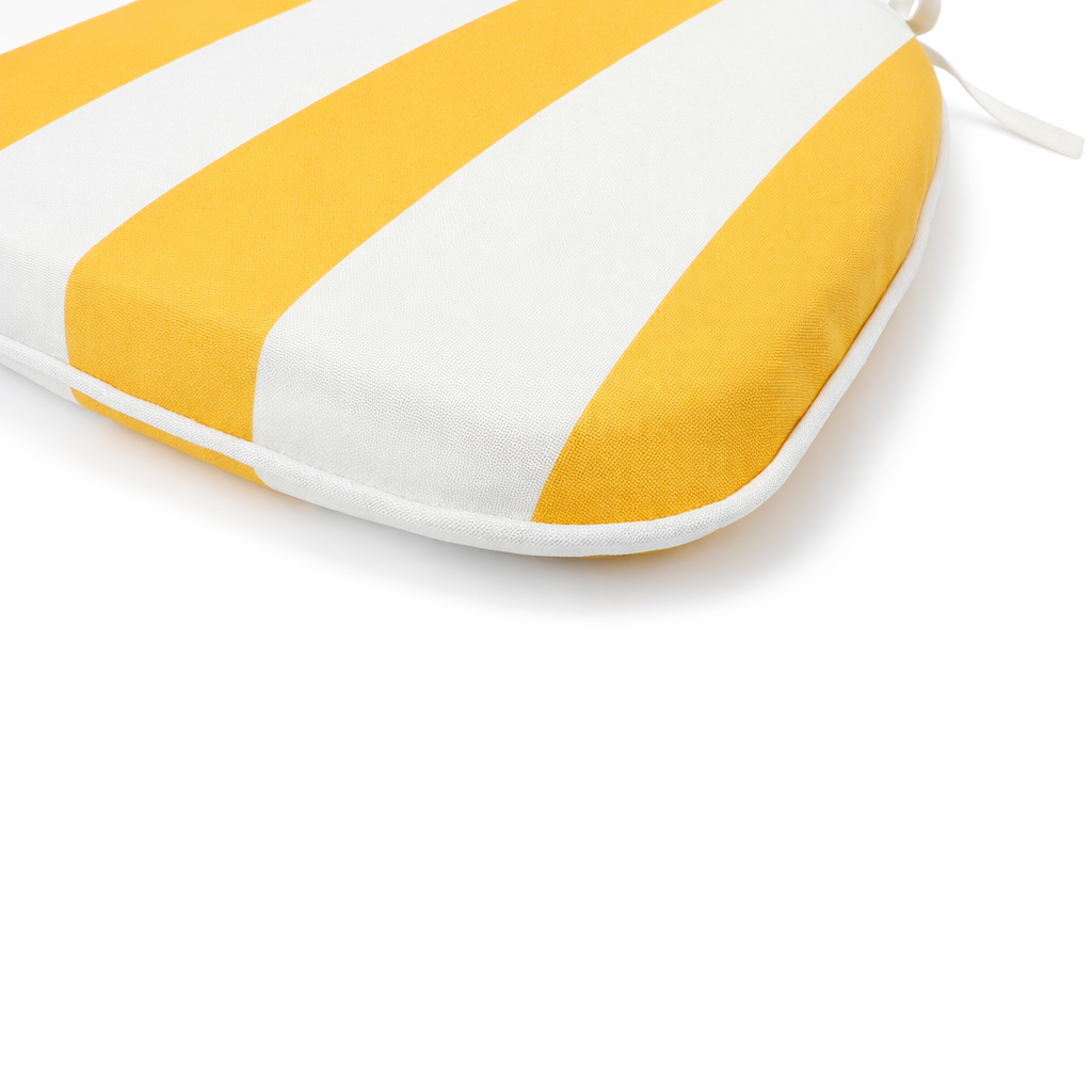 Outdoor patio chair cushions set of 4 striped yellow and white with piping by HouseOfZazla on Tampa Home & Garden Store