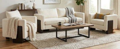 A plush cloud sofa and chenille three piece set