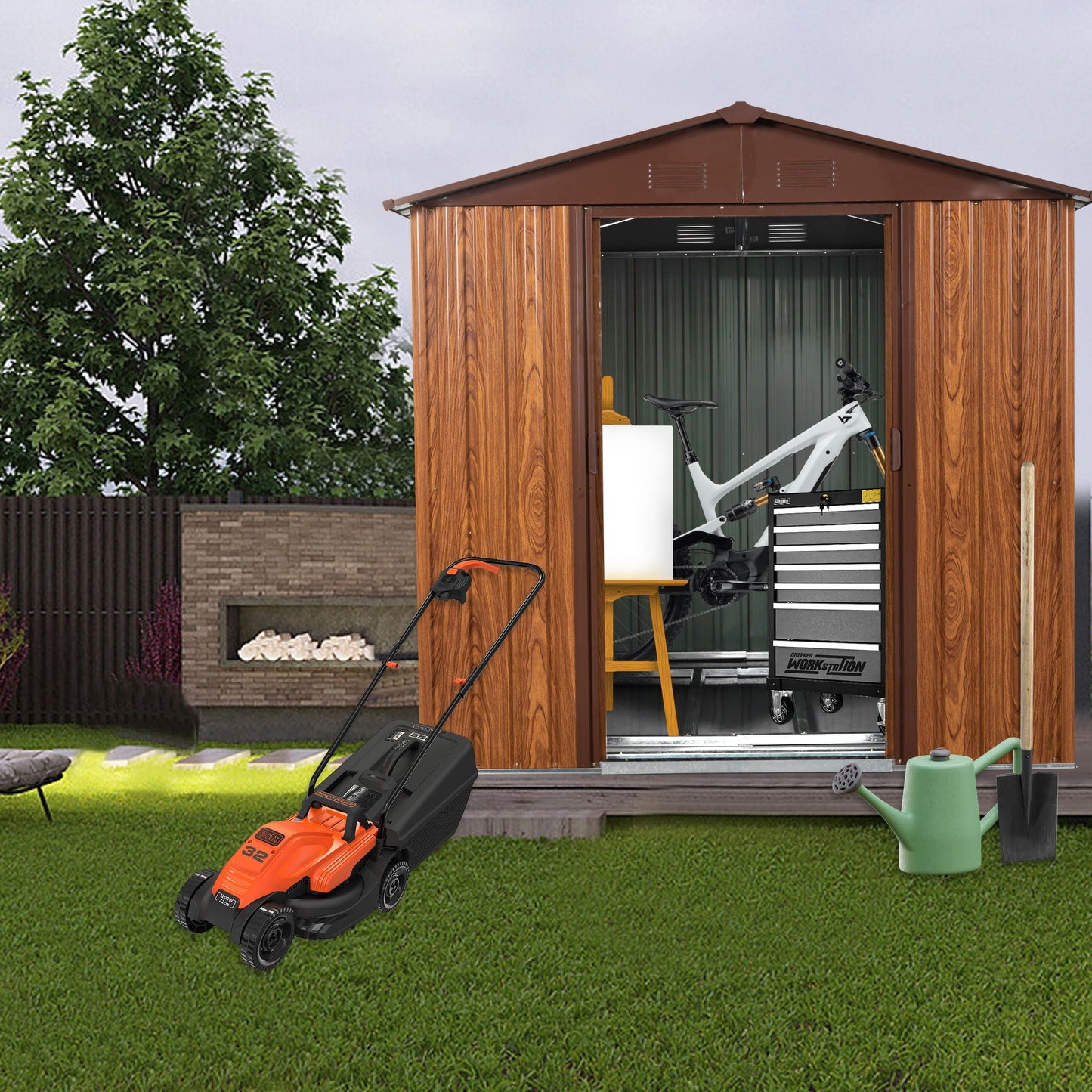 Outdoor Metal Storage Shed And Floor Base