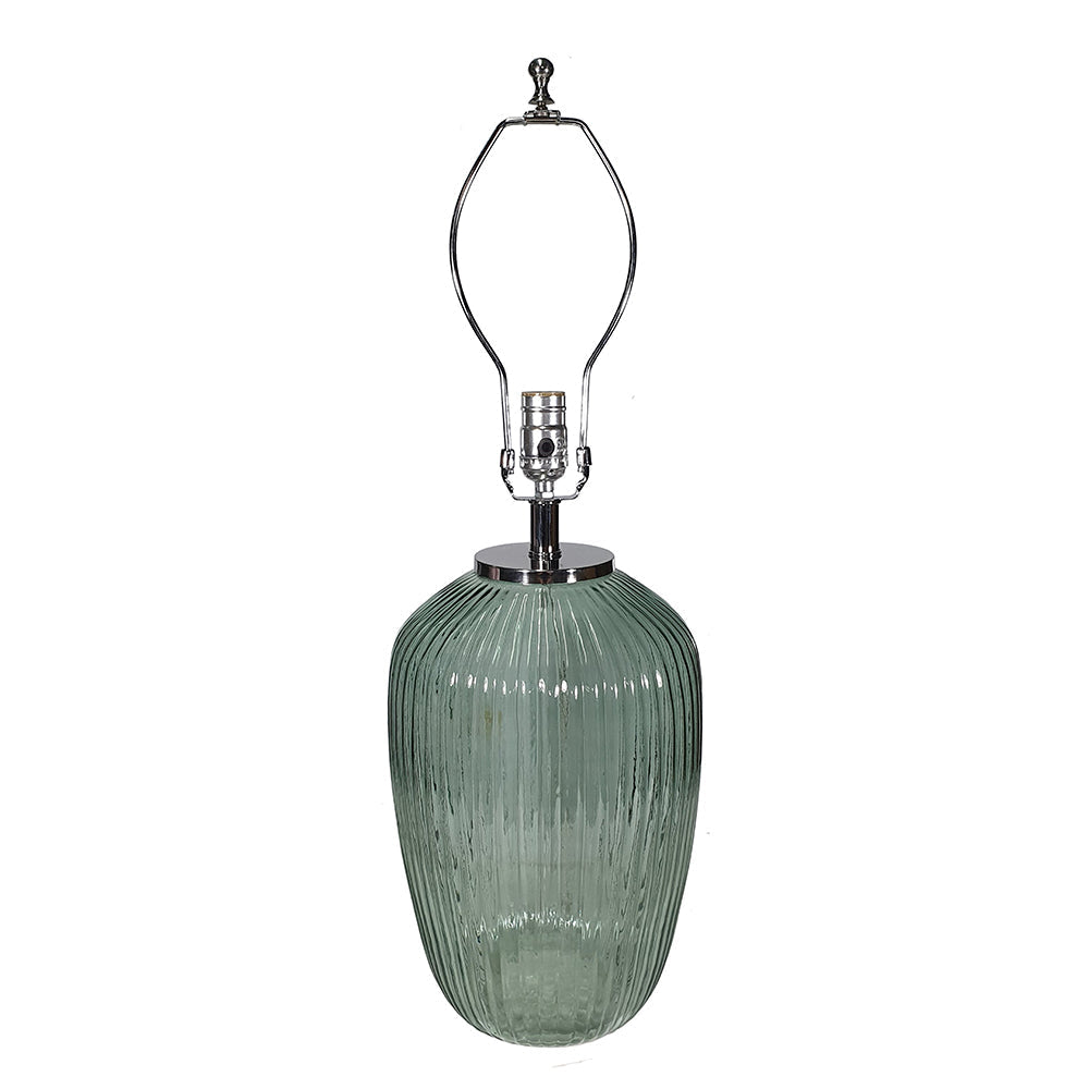 Handcrafted Art Glass Table Lamp green ribbed glass base with chrome hardware HouseOfZazla on Tampa Home & Garden Store