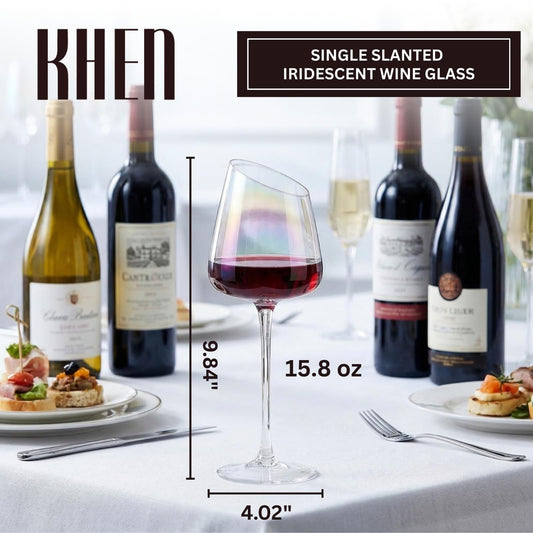 Iridescent Slanted Wine Glass and a Nice Pour