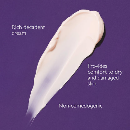 Caudalie Premier Cru rich anti-aging face cream smear on purple backdrop non-comedogenic on Tampa Home & Garden Store