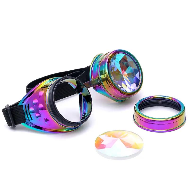 Steampunk goggles FLIPSTYLEZLLC iridescent rainbow metal frame with black strap and cap on Tampa Home & Garden Store