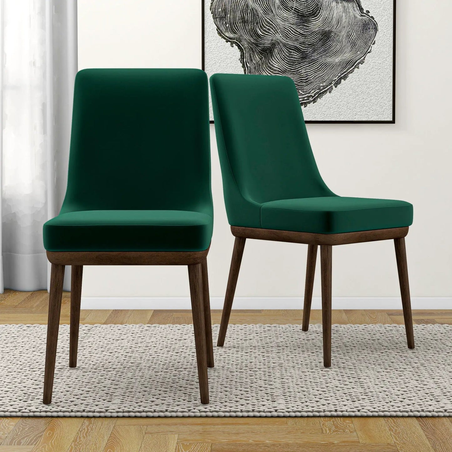 Kate mid-century modern dining chair set 2 emerald green with wood legs Unique Piece Furniture on Tampa Home & Garden Store