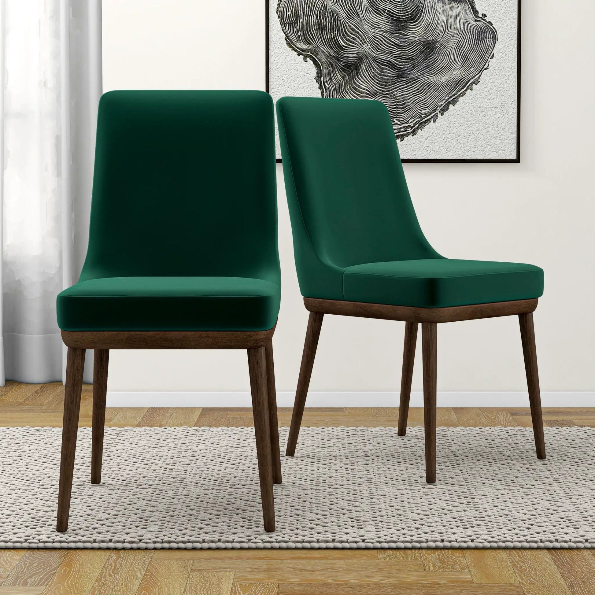 Kate mid-century modern dining chair set 2 emerald green with wood legs Unique Piece Furniture on Tampa Home & Garden Store