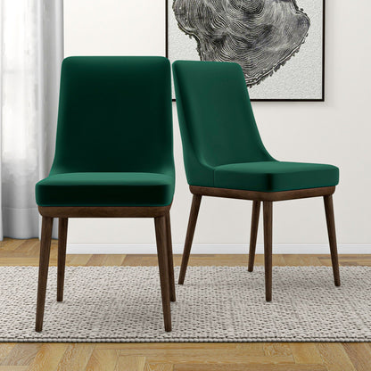 Mid-Century dining chair set of 2 in green upholstery with solid wood legs on Tampa Home & Garden Store