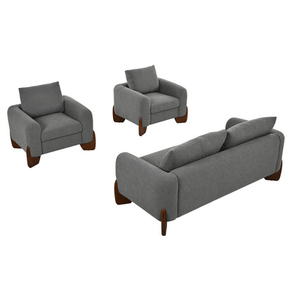 Modern Three Piece Boucle Sofa and Chair Set