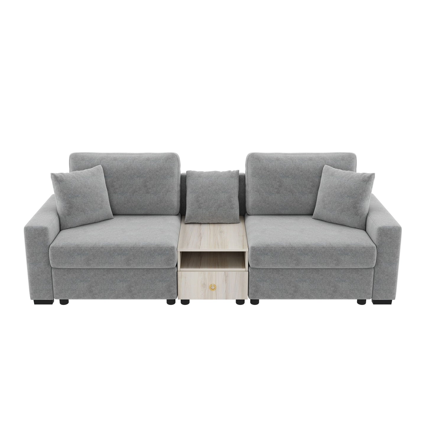 Modular sofa couch with storage center console in gray fabric by HouseOfZazla on Tampa Home & Garden Store