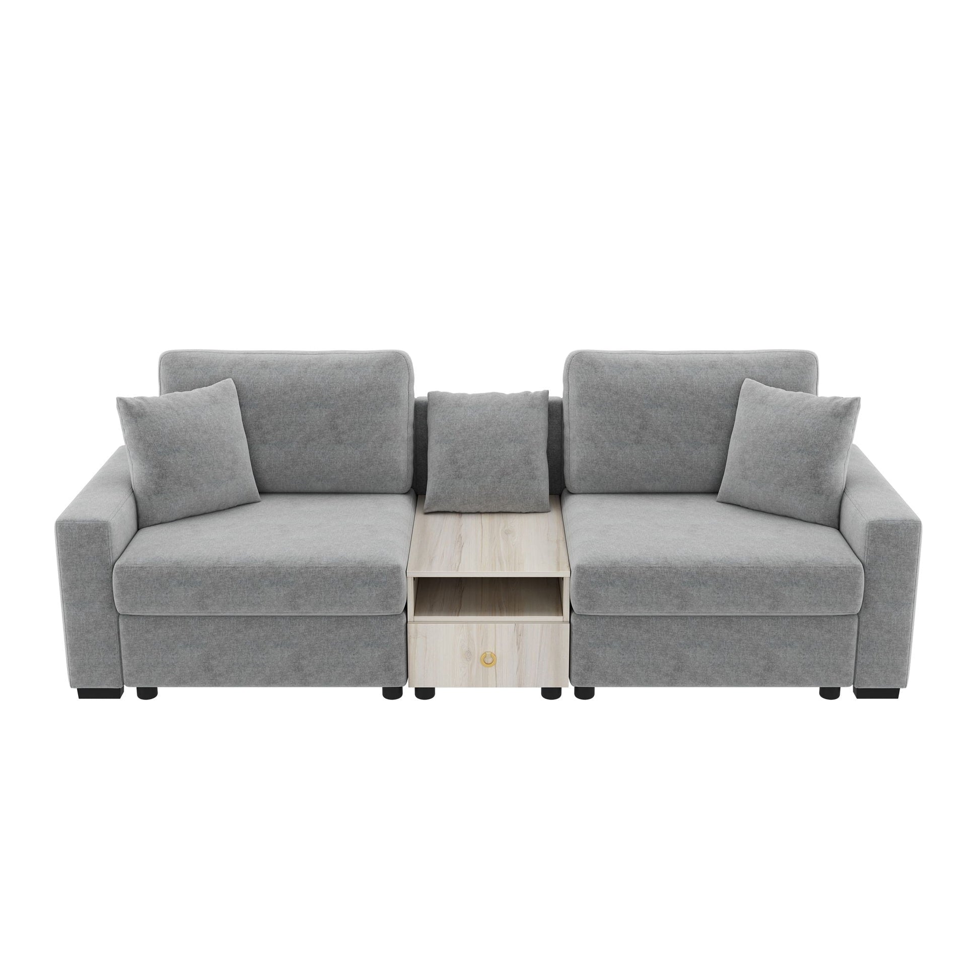 Modular sofa couch with storage center console in gray fabric by HouseOfZazla on Tampa Home & Garden Store