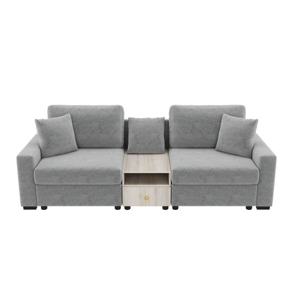 Modular sofa couch with storage center console in gray fabric by HouseOfZazla on Tampa Home & Garden Store