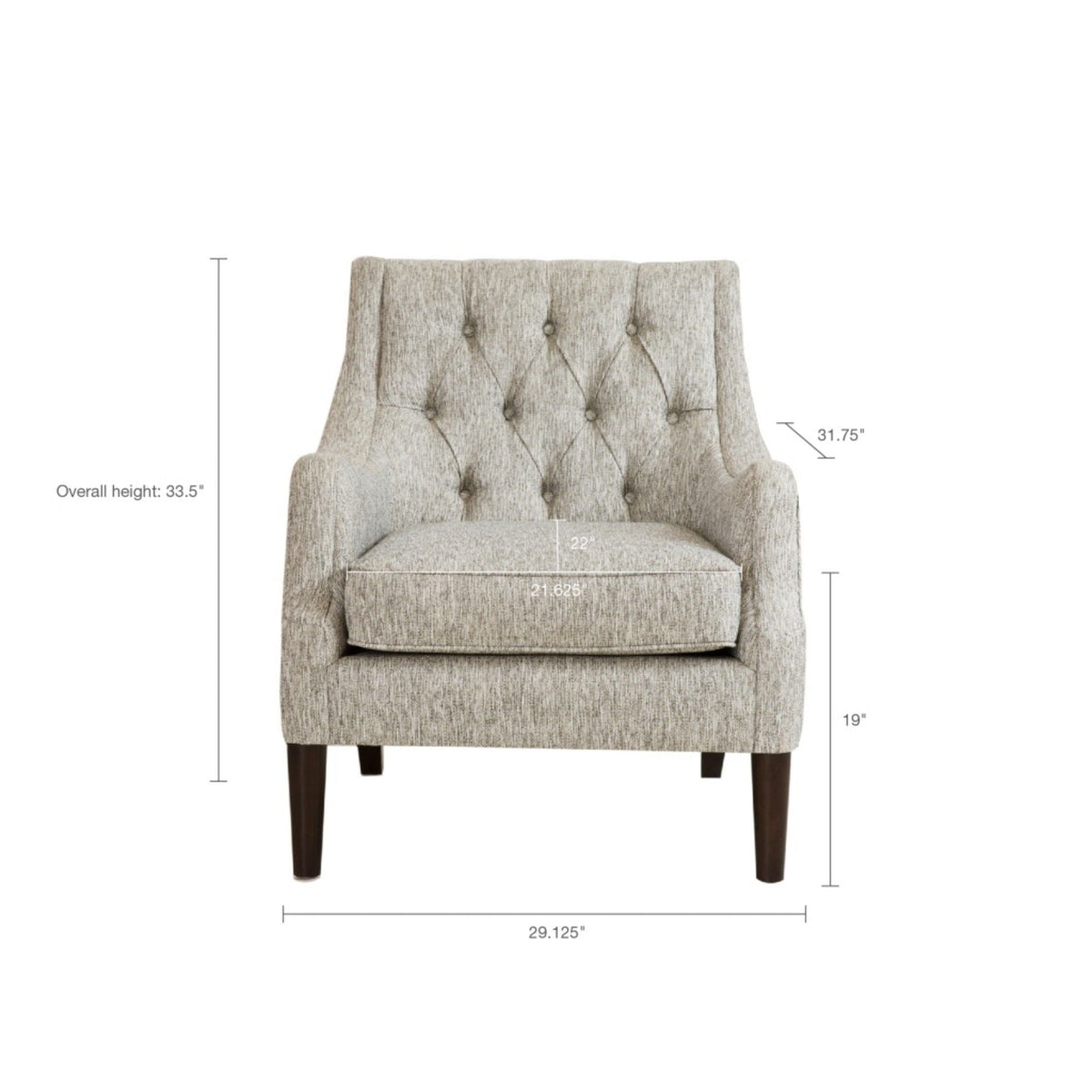 Button tufted accent arm chair with removable cushion in gray upholstery by HouseOfZazla on Tampa Home & Garden Store