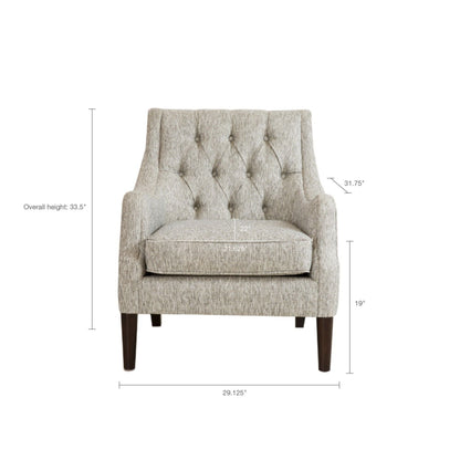 Button tufted accent arm chair with removable cushion in gray upholstery by HouseOfZazla on Tampa Home & Garden Store