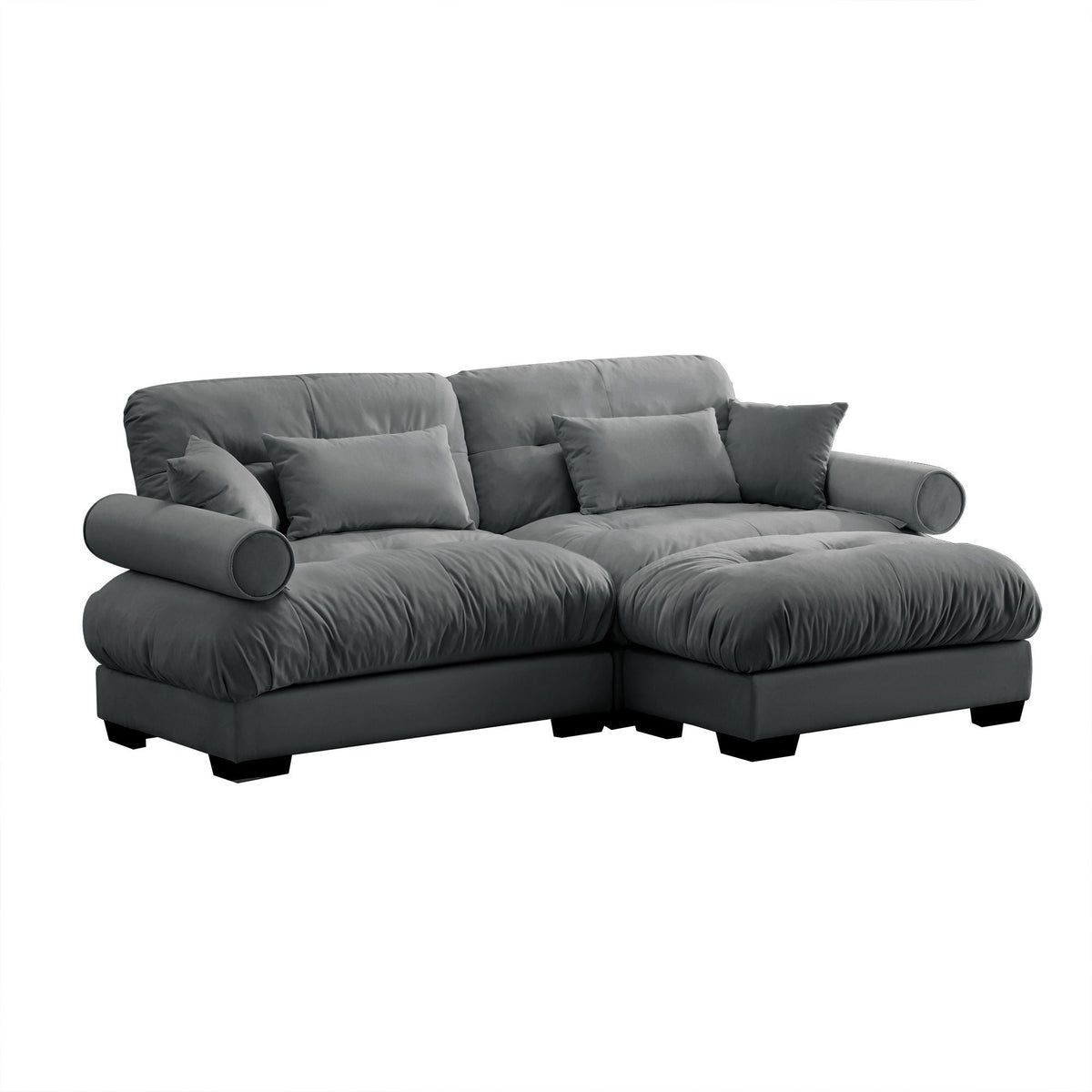 Oversized modular sofa by HouseOfZazla in gray fabric with movable ottoman, 2-piece set on Tampa Home & Garden Store
