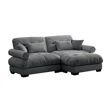 Oversized modular sofa by HouseOfZazla in gray fabric with movable ottoman, 2-piece set on Tampa Home & Garden Store