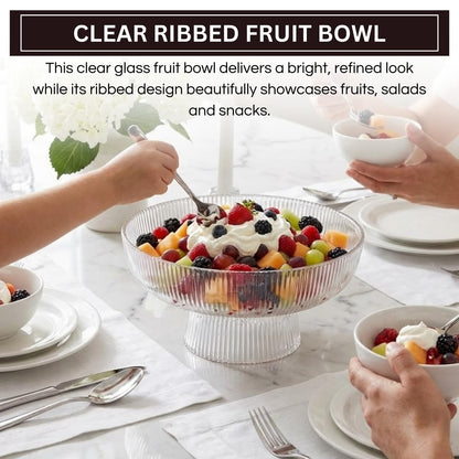 Fluted Clear Glass Bowl For Fruit and Sweets