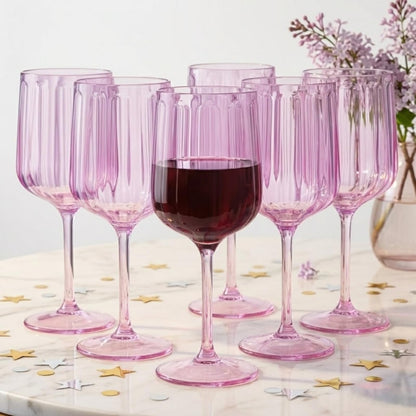 Lucia Acrylic Stemmed Goblets in Lilac Set of 6