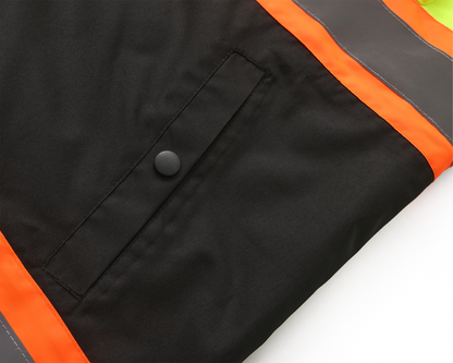 Kiwi High Visibility 3-in-1 Hooded & Fleece Lined ANSI/ISEA 107-2020, Type R, Class 3 Two Tone, Contrast Trimmed Water Resistant Neon Safety Jacket [71500]