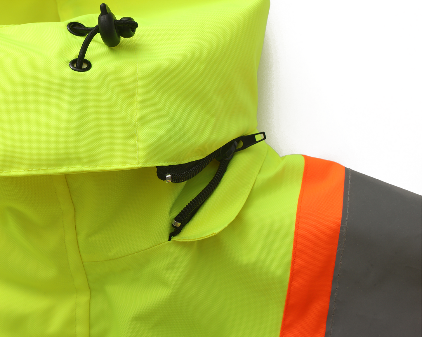 Kiwi High Visibility 3-in-1 Hooded & Fleece Lined ANSI/ISEA 107-2020, Type R, Class 3 Two Tone, Contrast Trimmed Water Resistant Neon Safety Jacket [R71500]