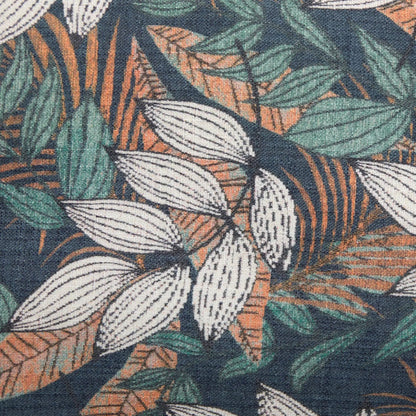 2 Seater Loveseat tropical leaf print on navy base in teal orange white by Unique Piece Furniture on Tampa Home & Garden Store