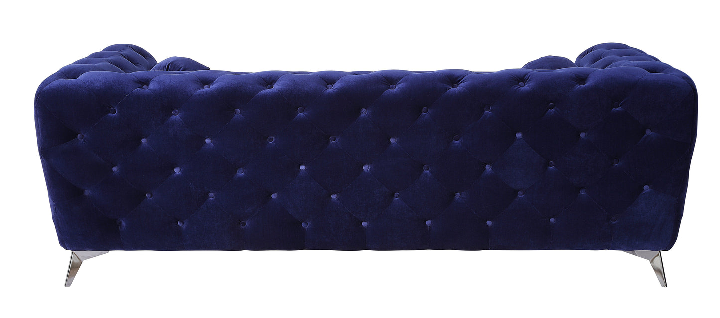 Atronia Classic Blue Velvet Button Tufted Sofa
