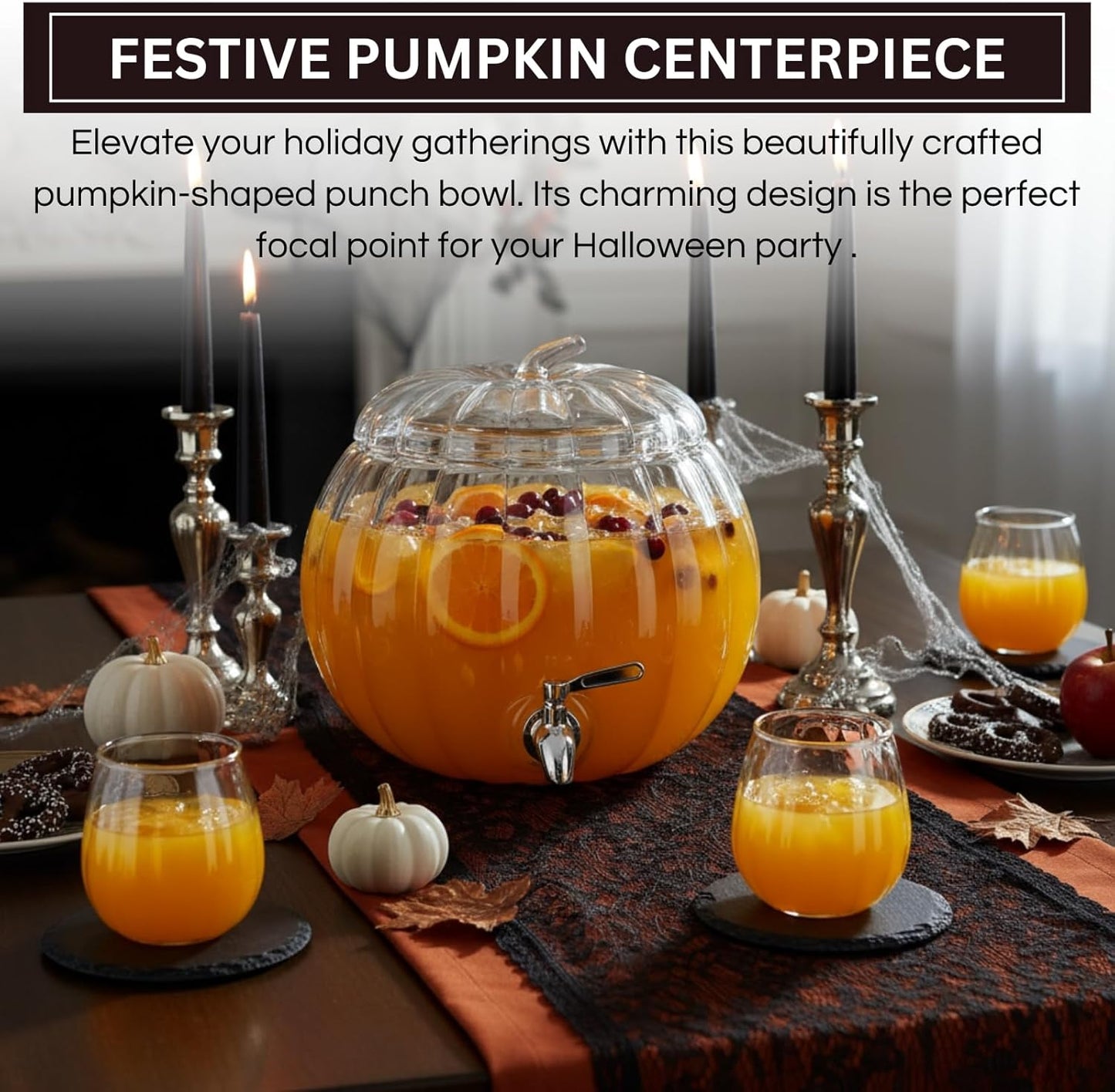 Glass Pumpkin Drink Dispenser And Party Bowl