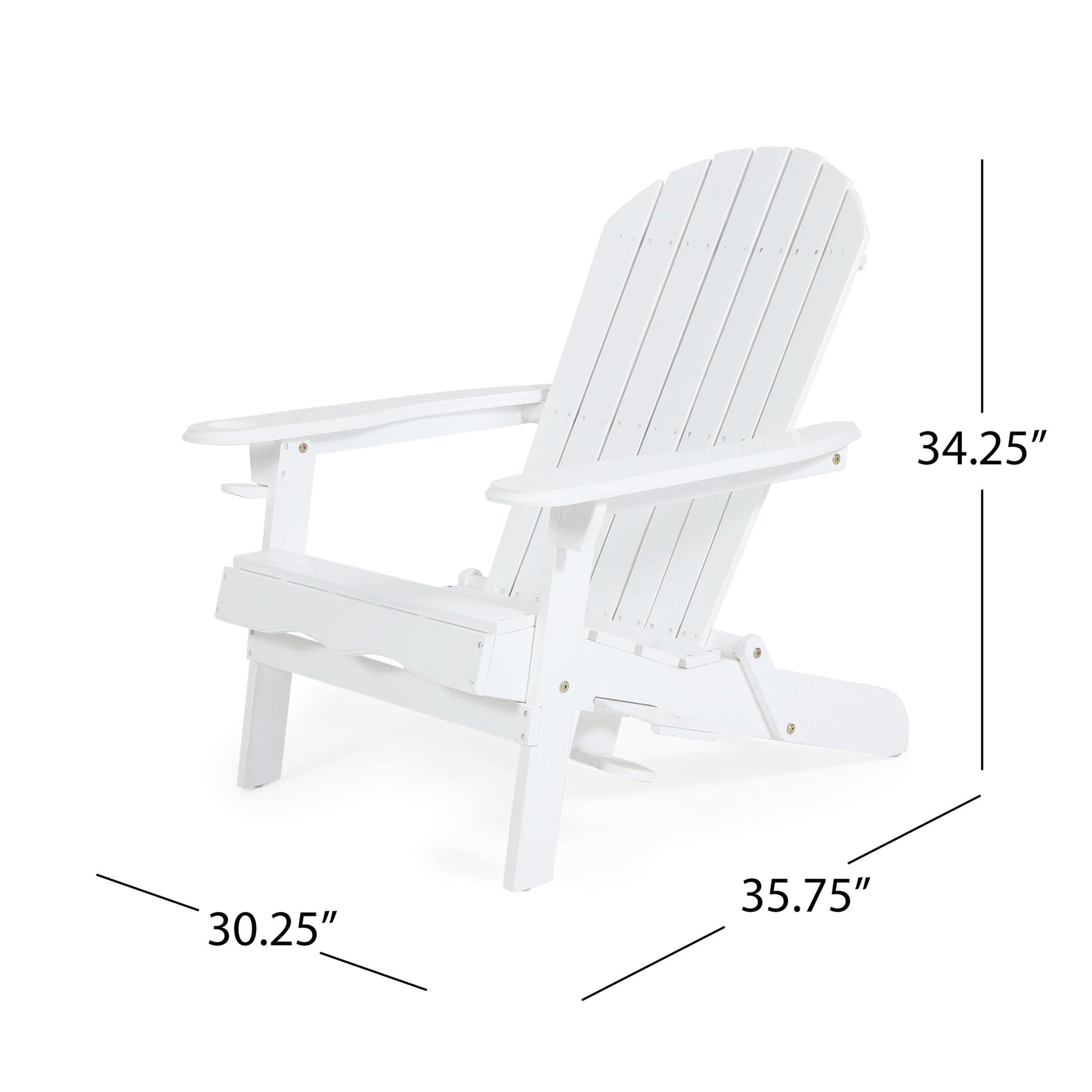 Zenithia outdoor foldable Adirondack chair with two cup holders, white plastic on Tampa Home & Garden Store