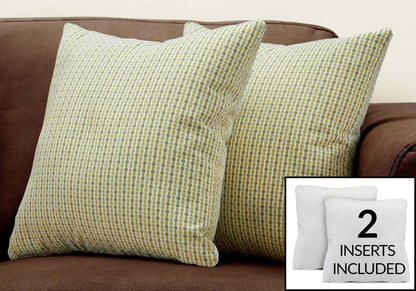 Square throw pillows, 2-pack, green and cream striped pattern, inserts included on Tampa Home & Garden Store