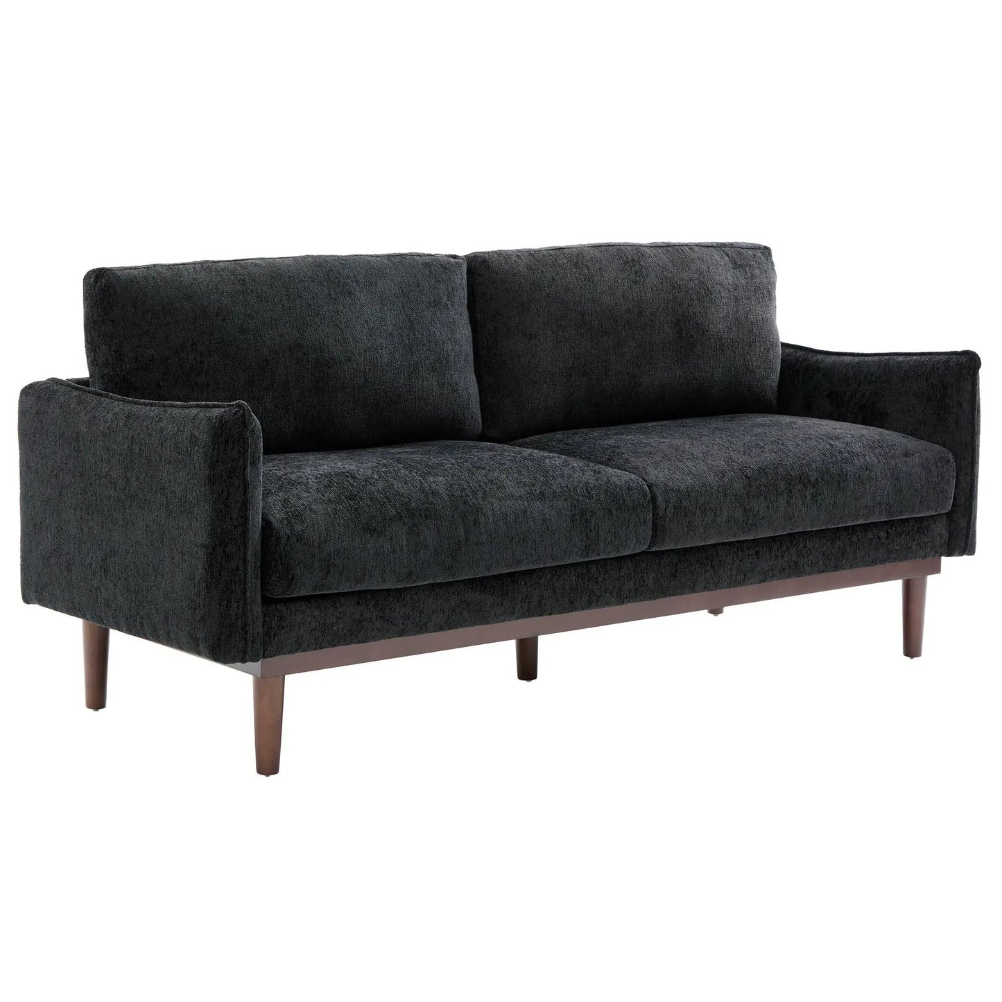 Loveseat Sofa with Spacious Seating, dark charcoal fabric upholstery, wood legs stationary on Tampa Home & Garden Store