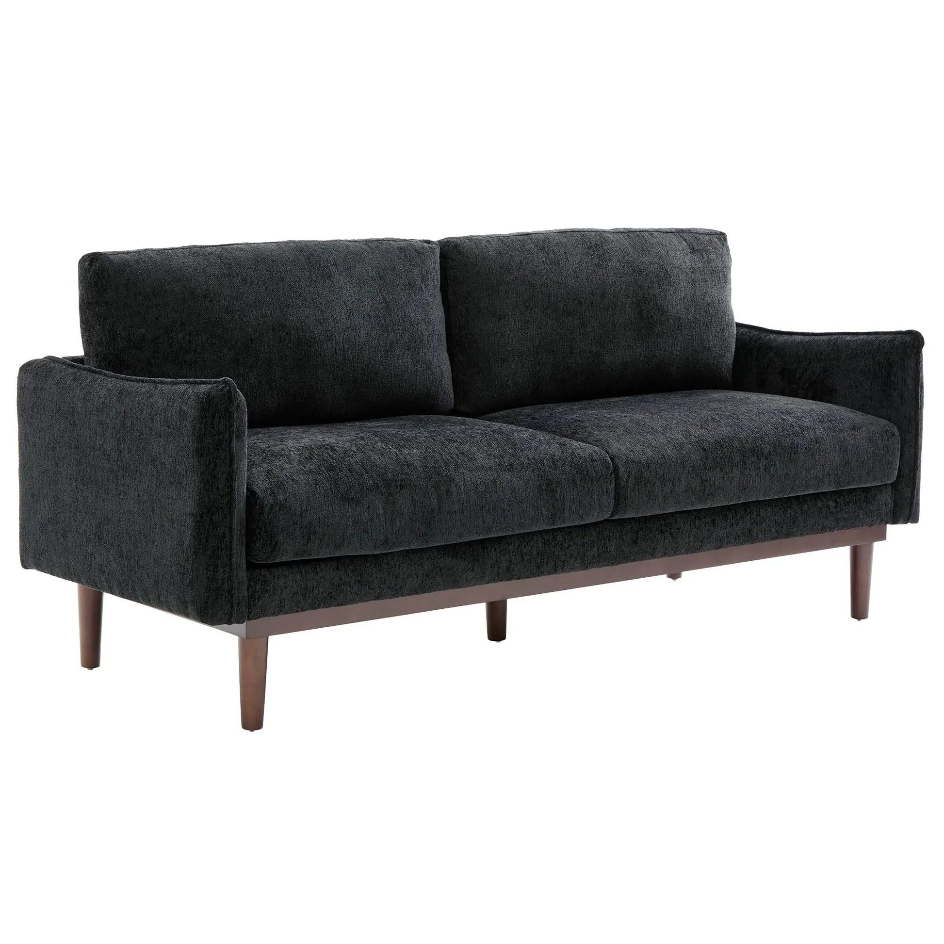 Loveseat Sofa with Spacious Seating, dark charcoal fabric upholstery, wood legs stationary on Tampa Home & Garden Store