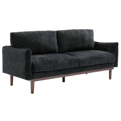 Loveseat Sofa with Spacious Seating, dark charcoal fabric upholstery, wood legs stationary on Tampa Home & Garden Store