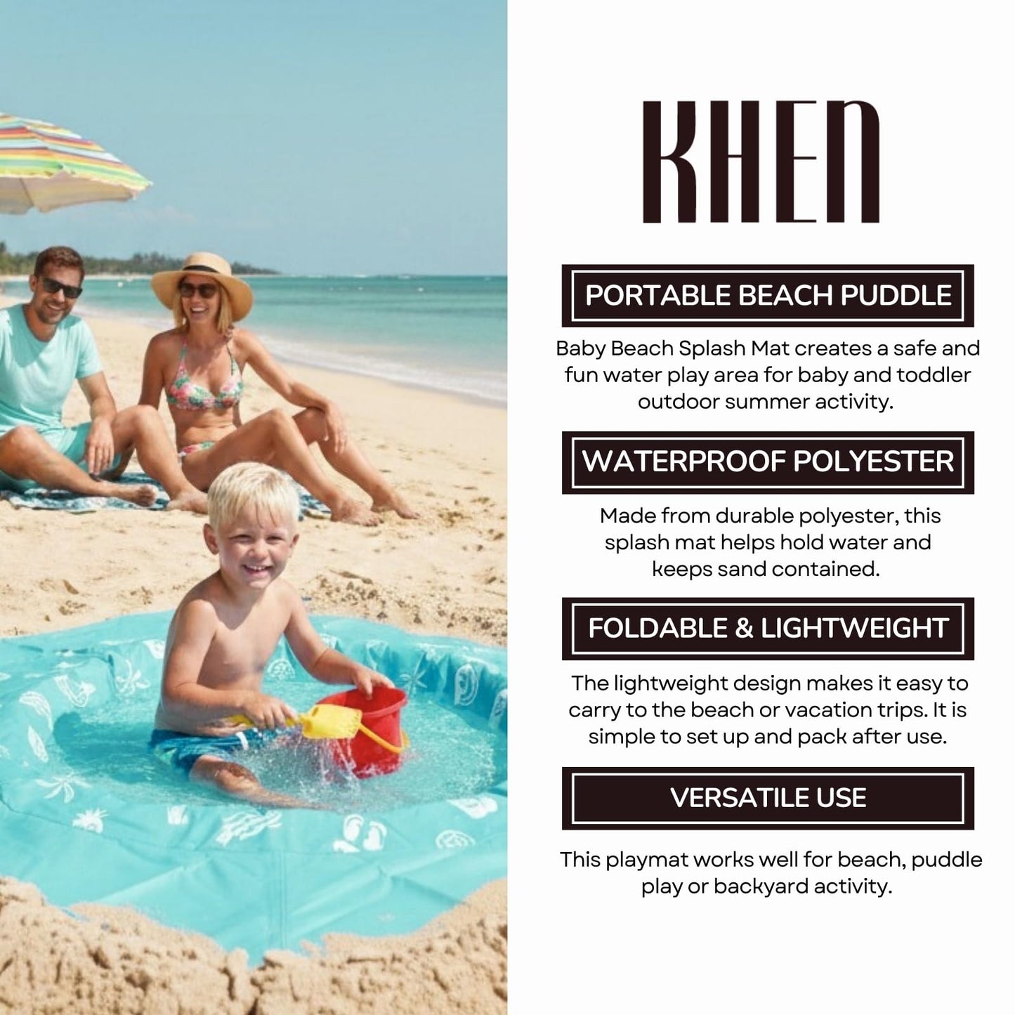 Foldable Beach Splash Mat for Babies and Toddlers