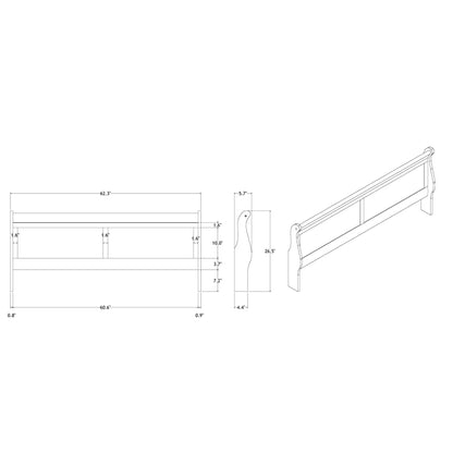 Charlston Modern Sleigh Bed With LED blueprint sketch with dimensions by Unique Piece Furniture on Tampa Home & Garden Store