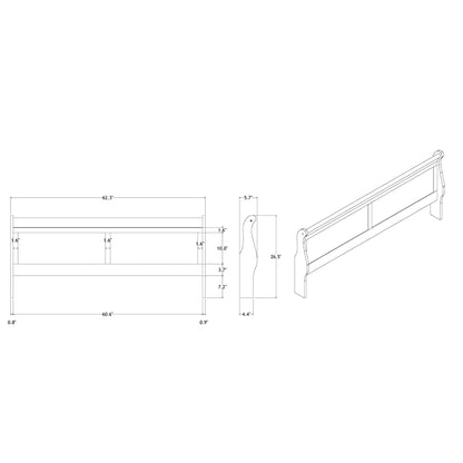 Charlston Sleigh Bed With LED by HouseOfZazla blueprint of headboard and footboard dimensions on Tampa Home & Garden Store