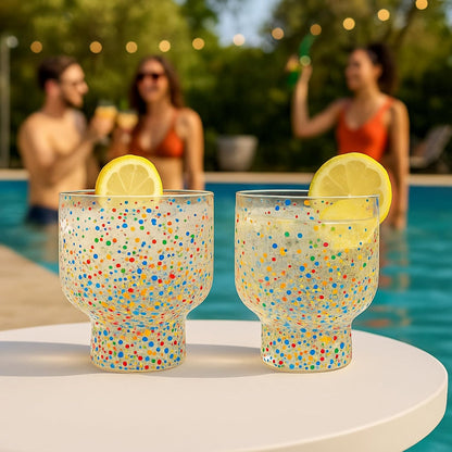 Colorful Confetti Stemless Tumbler Set and Cups