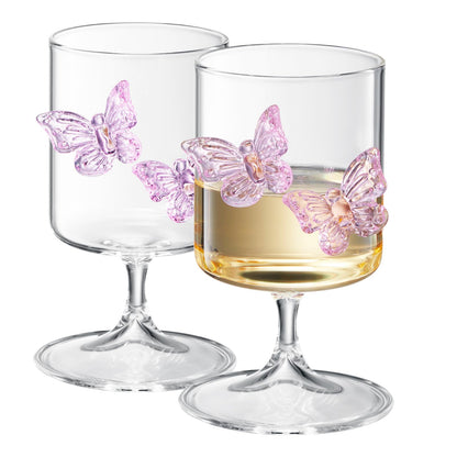 Butterfly Wine Goblet Set and Two Glass Holders