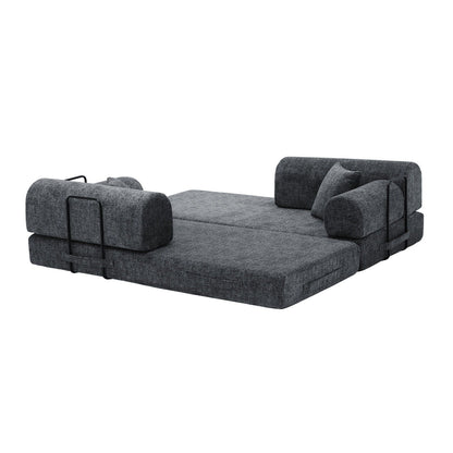 Modern Two Tone Fabric Sofa and Convertible Bed