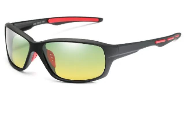 Night vision polarized glasses FLIPSTYLEZLLC black frame temples yellow-green mirrored lenses on Tampa Home & Garden Store