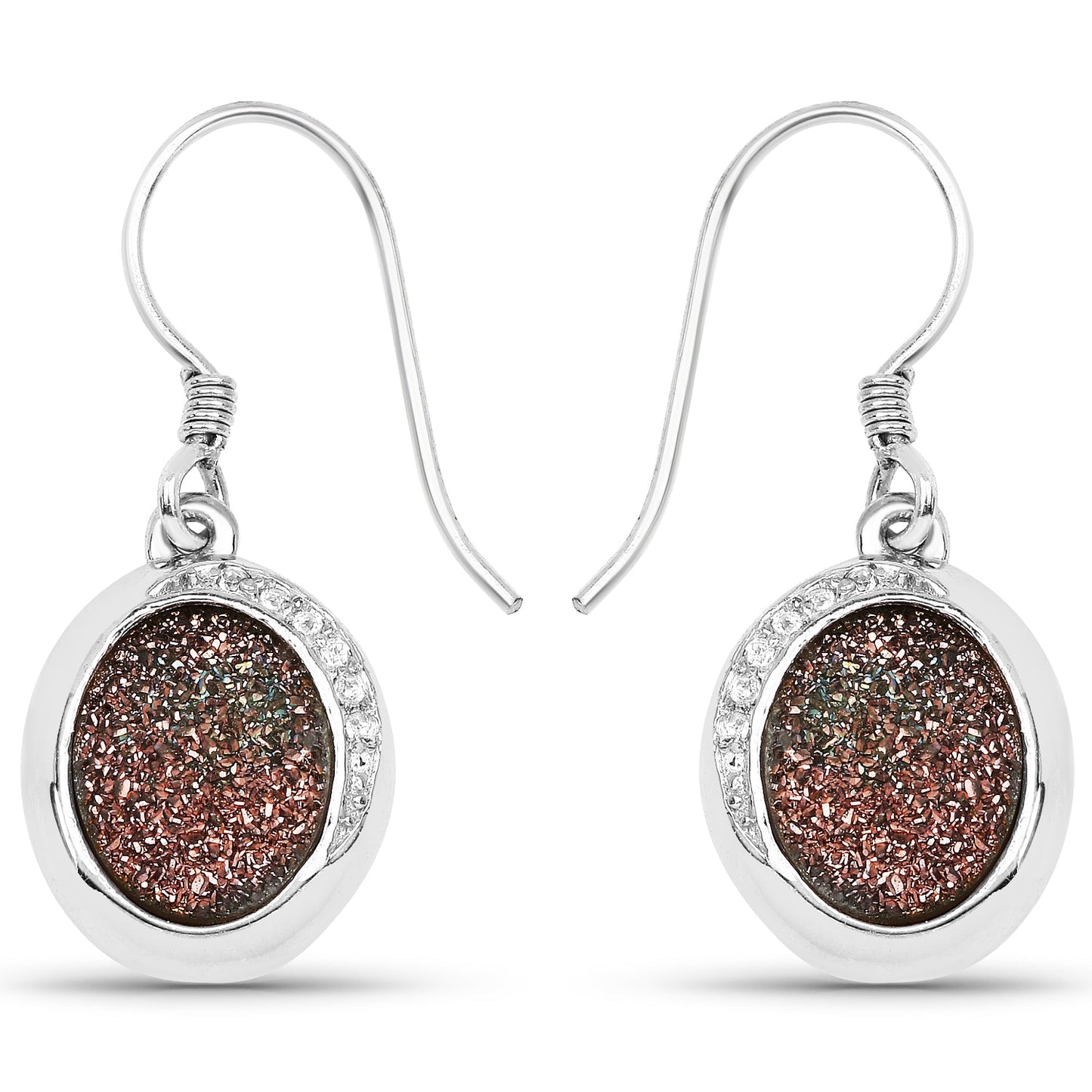 Earrings copper bloom drusy with white topaz accents in sterling silver by Bids.com on Tampa Home & Garden Store
