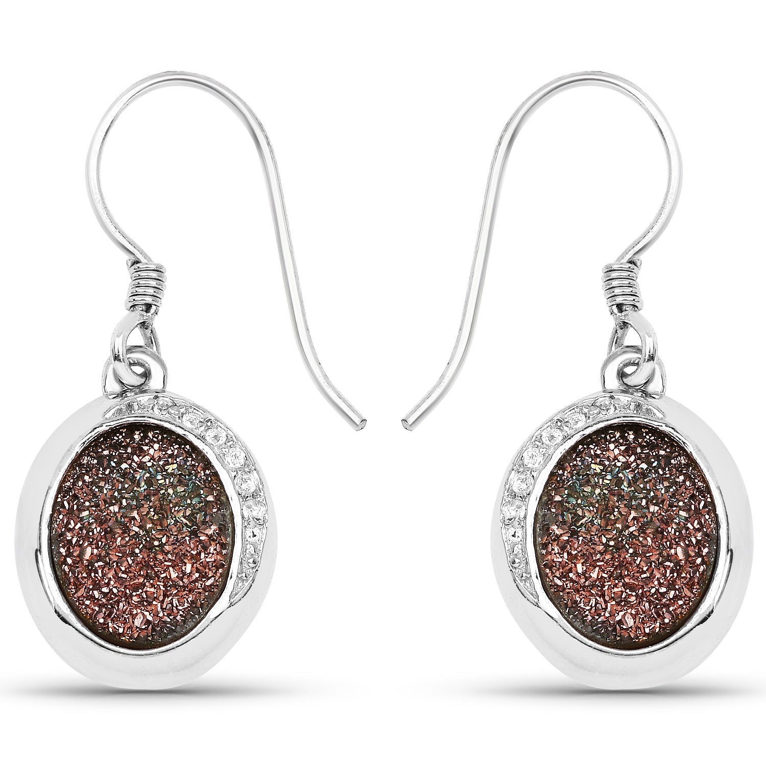 Earrings copper bloom drusy with white topaz accents in sterling silver by Bids.com on Tampa Home & Garden Store