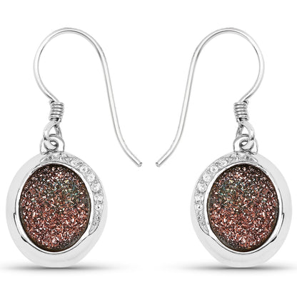 Earrings copper bloom drusy with white topaz accents in sterling silver by Bids.com on Tampa Home & Garden Store