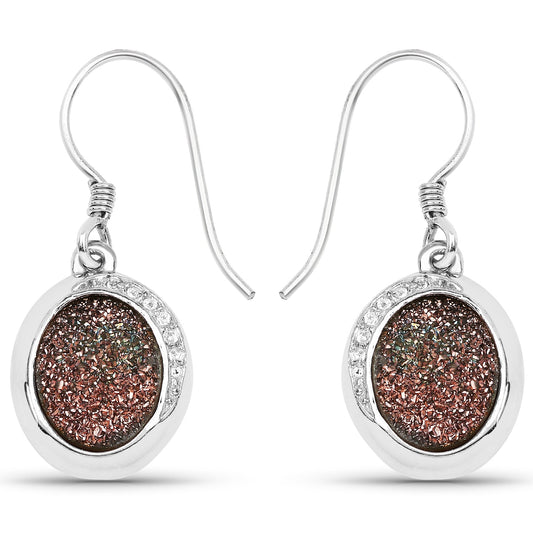 Earrings copper bloom drusy with white topaz accents in sterling silver by Bids.com on Tampa Home & Garden Store