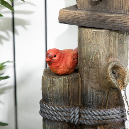 Outdoor Birdhouse and Fountain with Lights