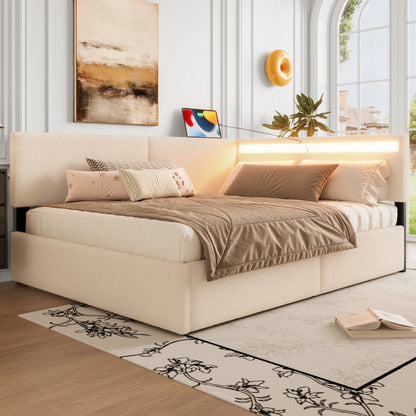 Full Size Upholstered Cloud Bed Frame And Storage