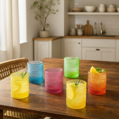 Set of 6 Hobnail Glasses for Summer Colors
