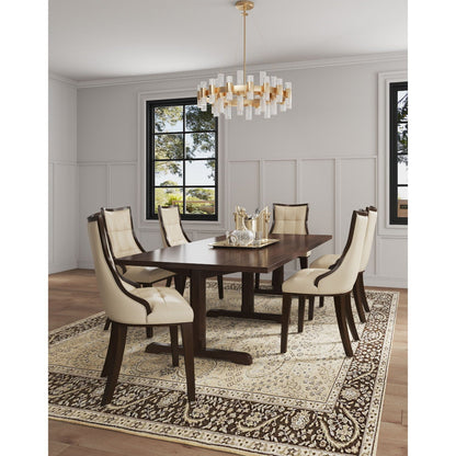 Fifth Avenue dining chair set of 2 by HouseOfZazla in cream upholstery with dark wood legs on Tampa Home & Garden Store