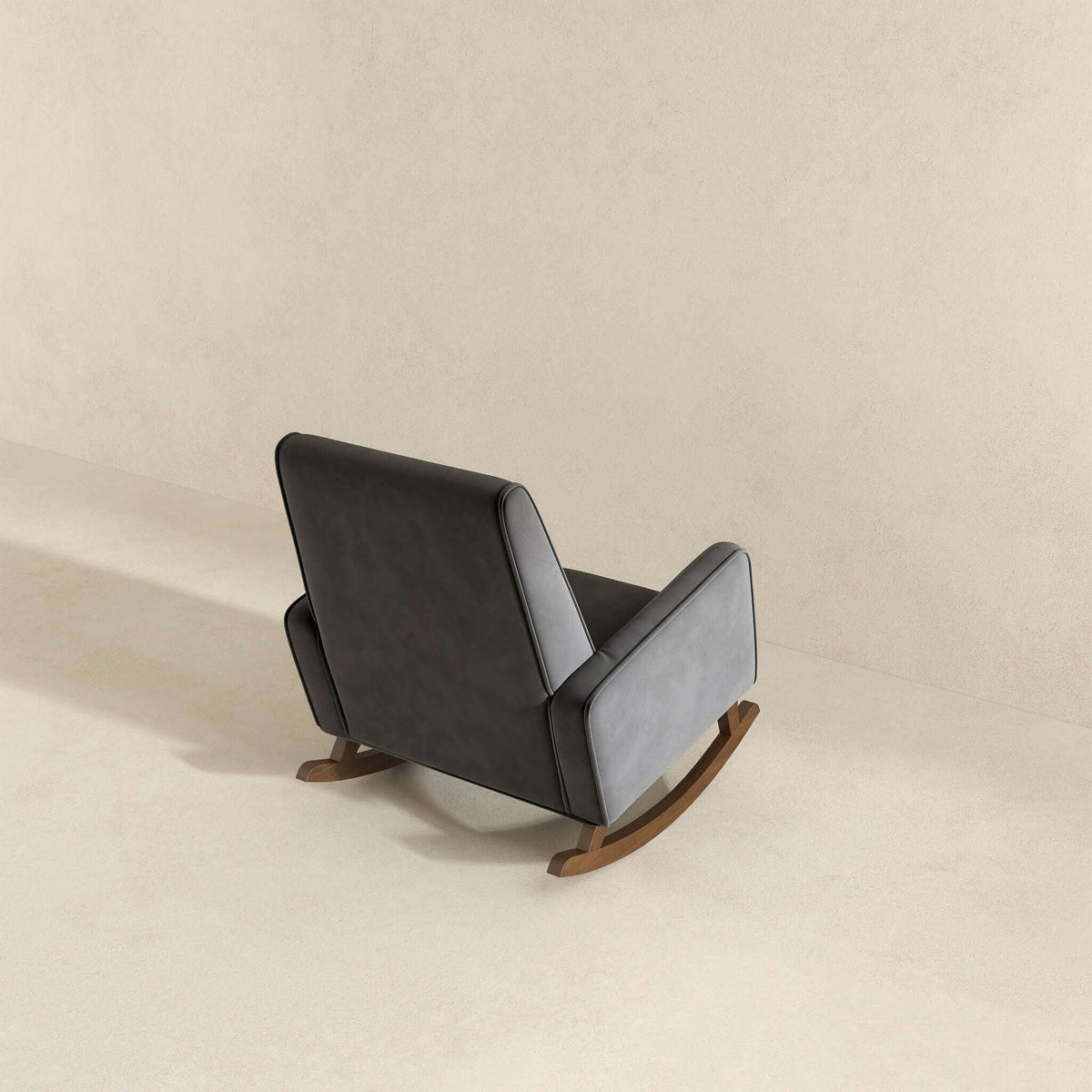 Mid-Century Modern Rocking Chair dark gray leather upholstery by HouseOfZazla on Tampa Home & Garden Store