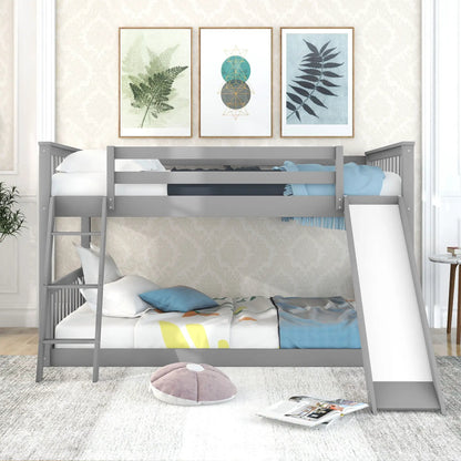 Bunk Bed & Convertible Slide And Ladder gray frame with built-in slide by Unique Piece Furniture on Tampa Home & Garden Store