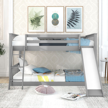 HouseOfZazla bunk bed with convertible slide and ladder, gray finish on Tampa Home & Garden Store