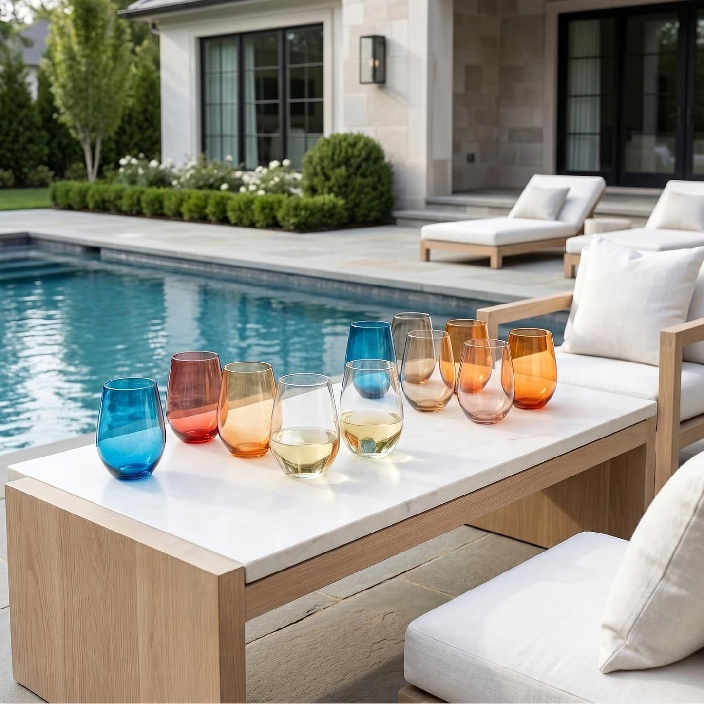 Set of 12 Eze Acrylic Stemless Wine Glasses