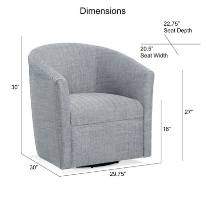 Lainey Swivel Barrel Chair with 360 Rotation in gray tweed fabric by HouseOfZazla on Tampa Home & Garden Store